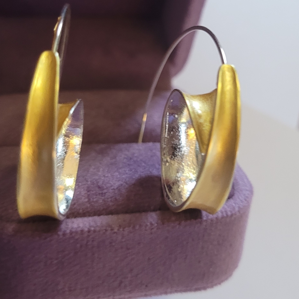 Matte Gold Curved Hoop Earrings for Women